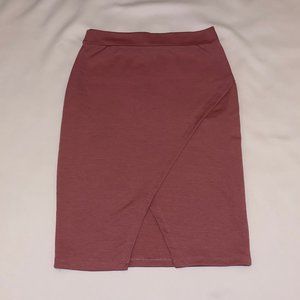 Mauve Pink Cross Style Pencil Skirt, L